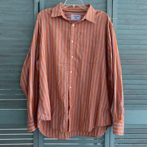 Croft & Barrow Easy Care Button Up Shirt ~ Sz XL ~ Orange & Blue ~ Long Sleeve